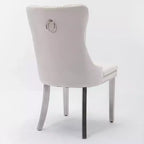 Set di 2 sedie da pranzo moderne in velluto con tappezzeria trapuntata di alta qualità, struttura in legno massello e gambe placcate in acciaio inossidabile cromato