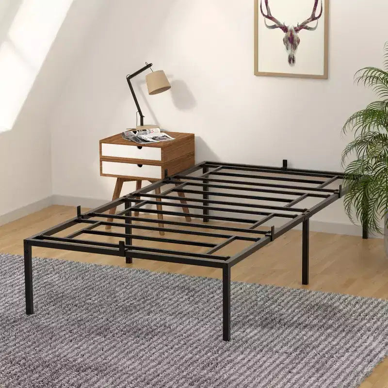 Struttura Letto in Metallo, Base Letto a Piattaforma Singola Senza Necessità di Rete a Molle, con Supporto a Doghe in Metallo, Facile Montaggio, Spazio per Riporre Oggetti Sotto il Letto
