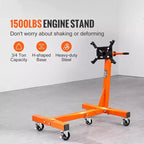Supporto Motore, 1500 lbs (3/4 Ton) Girevole con Testa Regolabile a 360 Gradi, Sollevatore Pieghevole in Ghisa, Arancione