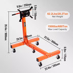 Supporto Motore, 1500 lbs (3/4 Ton) Girevole con Testa Regolabile a 360 Gradi, Sollevatore Pieghevole in Ghisa, Arancione