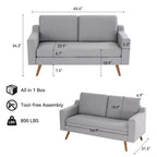 Divanetto a 2 posti da 166 cm, comodo divanetto per soggiorno, divano piccolo moderno di metà secolo per camera da letto ufficio con cuscino a molle