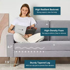 Divanetto a 2 posti da 166 cm, comodo divanetto per soggiorno, divano piccolo moderno di metà secolo per camera da letto ufficio con cuscino a molle