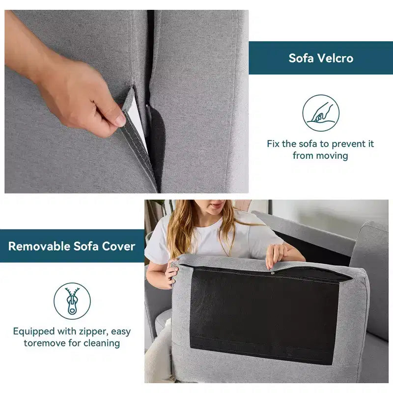 Divanetto a 2 posti da 166 cm, comodo divanetto per soggiorno, divano piccolo moderno di metà secolo per camera da letto ufficio con cuscino a molle