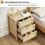 Comodino, Comò Moderno con Maniglia in Metallo e Gambe in Legno Massello, Cassettiera in Legno a 3 Cassetti, Tavolino da Notte Alto 63,5 cm, Camera da Letto, Soggiorno