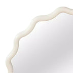 Specchio Decorativo Rotondo Ondulato da 30 Pollici con Cornice in Legno Massello Bianco, Per Camera da Letto, Bagno, Soggiorno, Ingresso