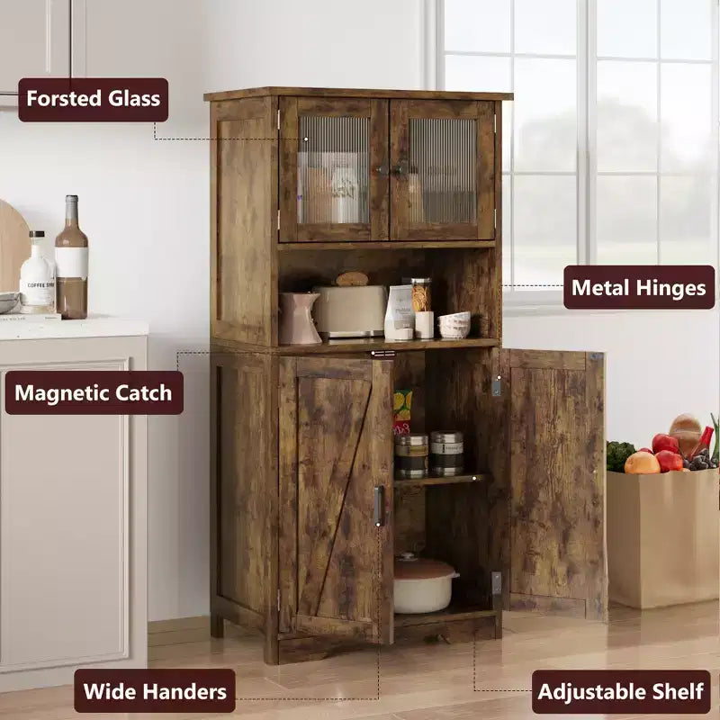 Mobile Contenitore a 4 Ante e 1 Ripiano - Realizzato in MDF e PB | Organizzatore per la Casa Retro