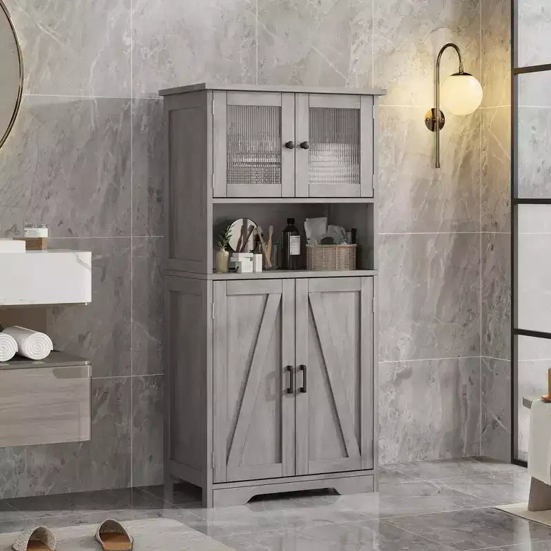 Mobile Contenitore a 4 Ante e 1 Ripiano - Realizzato in MDF e PB | Organizzatore per la Casa Retro
