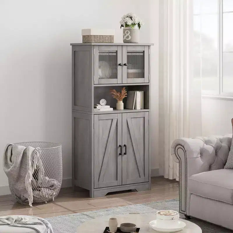 Mobile Contenitore a 4 Ante e 1 Ripiano - Realizzato in MDF e PB | Organizzatore per la Casa Retro
