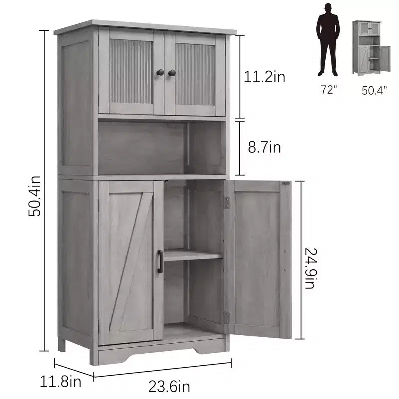 Mobile Contenitore a 4 Ante e 1 Ripiano - Realizzato in MDF e PB | Organizzatore per la Casa Retro
