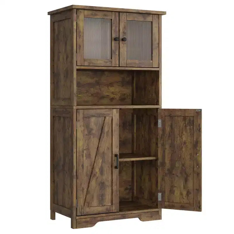 Mobile Contenitore a 4 Ante e 1 Ripiano - Realizzato in MDF e PB | Organizzatore per la Casa Retro