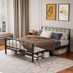 Bellemave Metal Platform Bed frame with Headboard and Footboard,Sturdy Metal Frame,No Box Spring Needed(Queen)