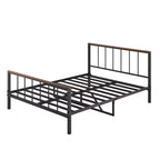 Base letto a piattaforma in metallo con testiera e pediera, robusto telaio in metallo, non è necessario il box spring (Queen)