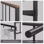 Base letto a piattaforma in metallo con testiera e pediera, robusto telaio in metallo, non è necessario il box spring (Queen)