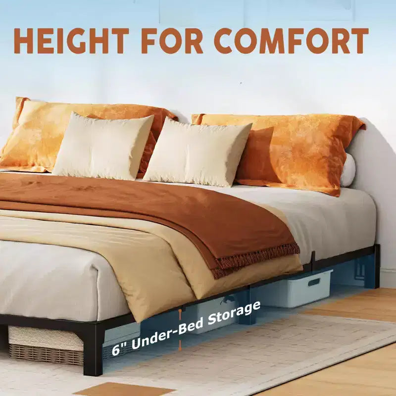 Telaio Letto in Metallo, Piattaforma Assemblabile Senza Attrezzi con Robuste Doghe in Acciaio, Nessuna Rete a Molle Necessaria, per Camera degli Ospiti, Bambini o Camera da Letto Piccola