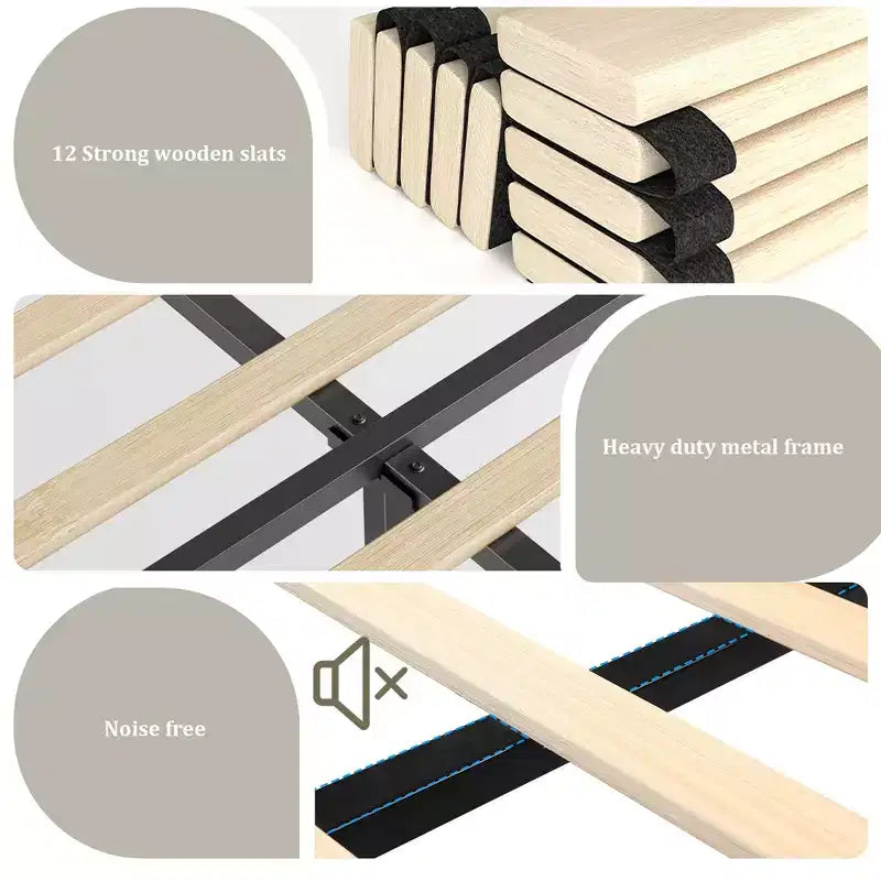 Struttura letto matrimoniale con testiera imbottita alta 50,8 cm, letto a piattaforma in velluto con 4 cassetti portaoggetti, stazione di ricarica USB e luci grigio