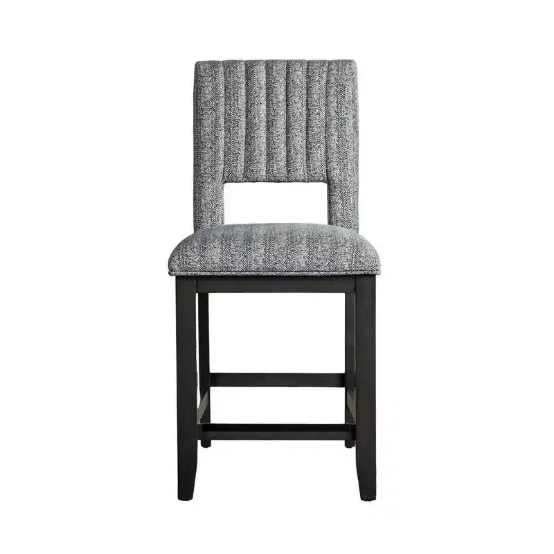 Set di 2 sedie da bancone, seduta e schienale in tessuto grigio-bluastro