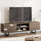 Mobile TV moderno per TV da 65/75/80 pollici, mobile per intrattenimento da 70 con 2 cassetti e ripiani aperti, mobile console multimediale in legno resistente con gambe in metallo
