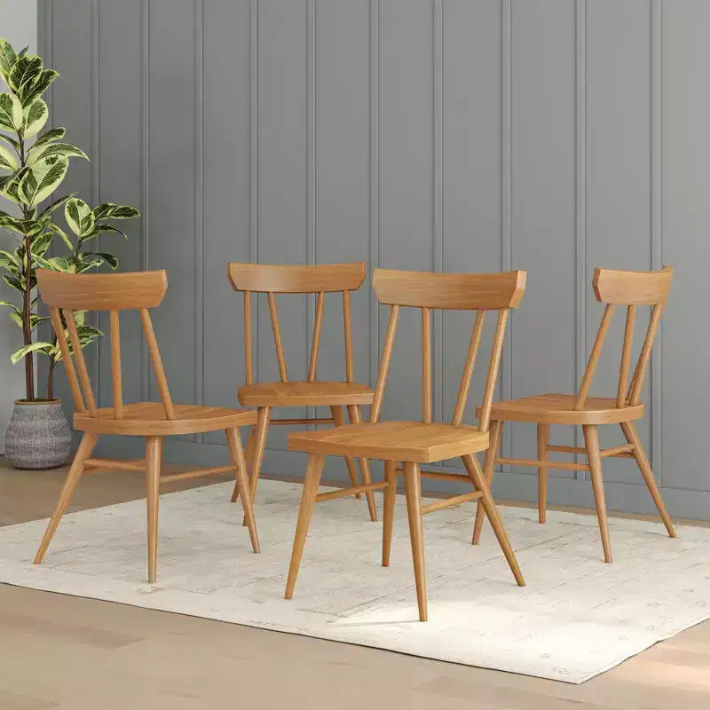 Set di 4 sedie da pranzo Windsor in legno massello