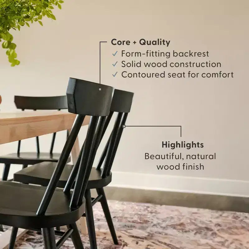 Set di 4 sedie da pranzo Windsor in legno massello