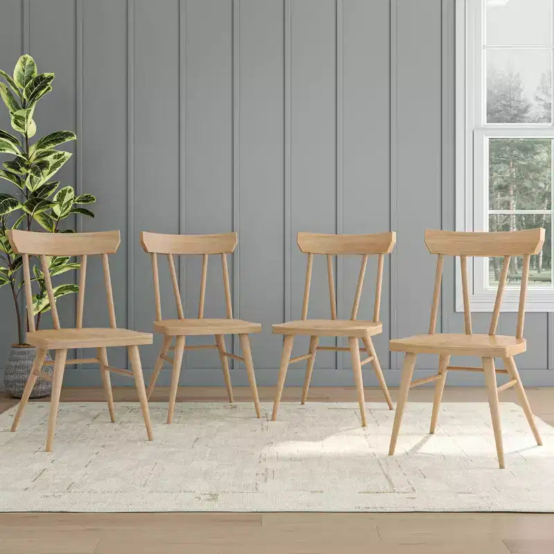 Set di 4 sedie da pranzo Windsor in legno massello