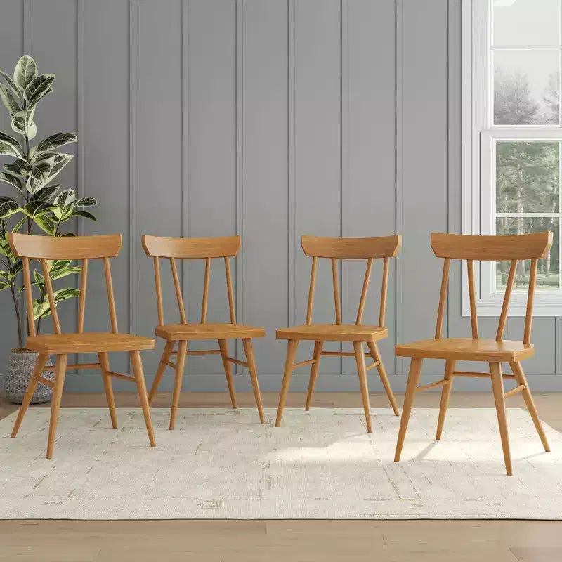 Set di 4 sedie da pranzo Windsor in legno massello