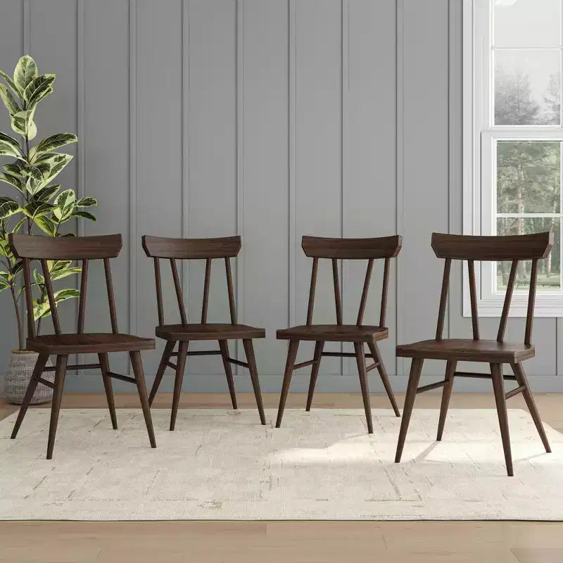 Set di 4 sedie da pranzo Windsor in legno massello