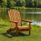Sedia Adirondack da esterno, schienale a doghe, legno marrone naturale
