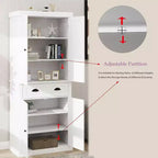 Dispensa da cucina a colonna bianca 71, 4 ante 1 cassetto 2 ripiani regolabili