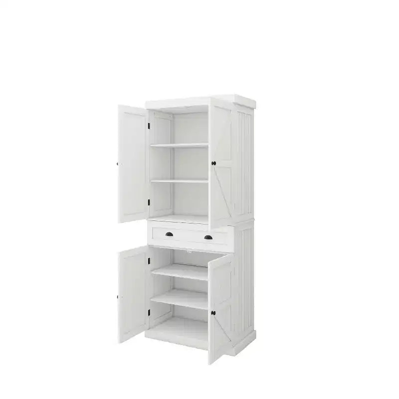 Dispensa da cucina a colonna bianca 71, 4 ante 1 cassetto 2 ripiani regolabili