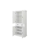 Dispensa da cucina a colonna bianca 71, 4 ante 1 cassetto 2 ripiani regolabili