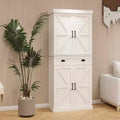 MAYEERTY White 71 Kitchen Pantry, 4 Doors (2 with Racks) 1 Drawer 2 Adjustable Shelves