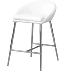 Set di 2 sgabelli da bancone, sedie da bar contemporanee con struttura in metallo cromato, sedute moderne imbottite ad altezza bancone per isola cucina