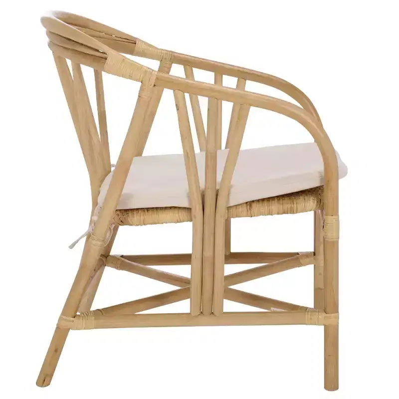 Sedia da pranzo in rattan - SEA8041 - Naturale/Crema