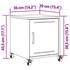 Comodino in acciaio laminato a freddo 14,2 x 15,4 x 17,1 pollici