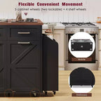 Isola da Cucina 47.2 Bianca in Stile Rustico con Anta a Ribalta, Carrello con Rotelle 2 Cassetti, Ripiani Rimovibili, Portasciugamani