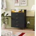 53H 5 Drawer Dresser for Bedroom, Wood Chest of Drawers with Charging Station, Narrow Dressers Closet with Metal Legs for Living Room, Bedroom
