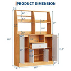 Mobile credenza da caffè da fattoria con 4 ante, mobiletto da cucina in legno con ripiani regolabili per sala da pranzo e soggiorno