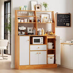 Mobile credenza da caffè da fattoria con 4 ante, mobiletto da cucina in legno con ripiani regolabili per sala da pranzo e soggiorno