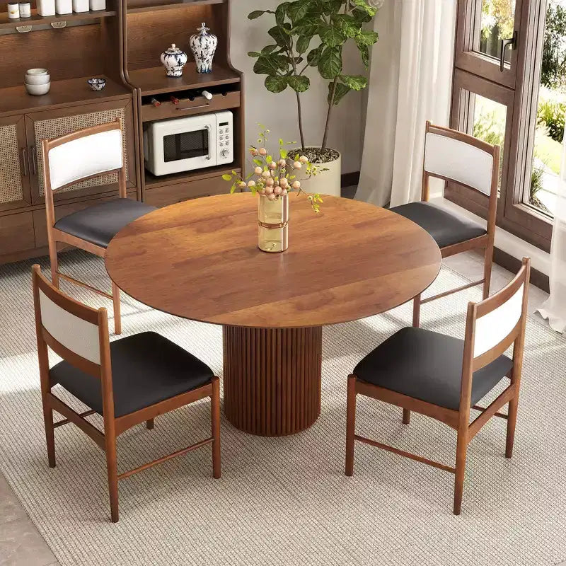 Set di 2 sedie da pranzo in legno con telaio in gomma e seduta imbottita in similpelle