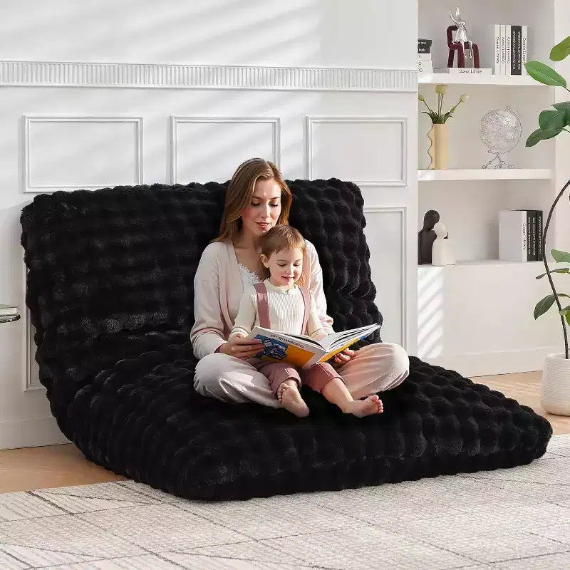 Poltrona sacco gigante 3 in 1 - Divano e materasso convertibili in memory foam, 198 x 130 cm, soffice velluto a bolle - Disponibile in più colori