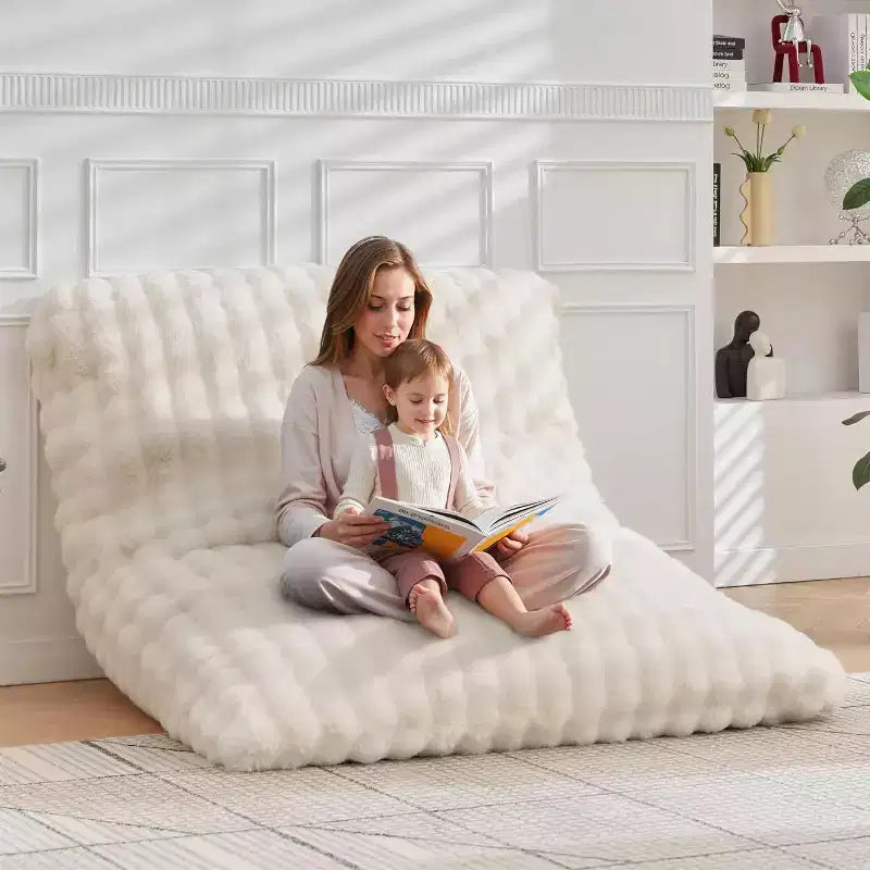 Poltrona sacco gigante 3 in 1 - Divano e materasso convertibili in memory foam, 198 x 130 cm, soffice velluto a bolle - Disponibile in più colori