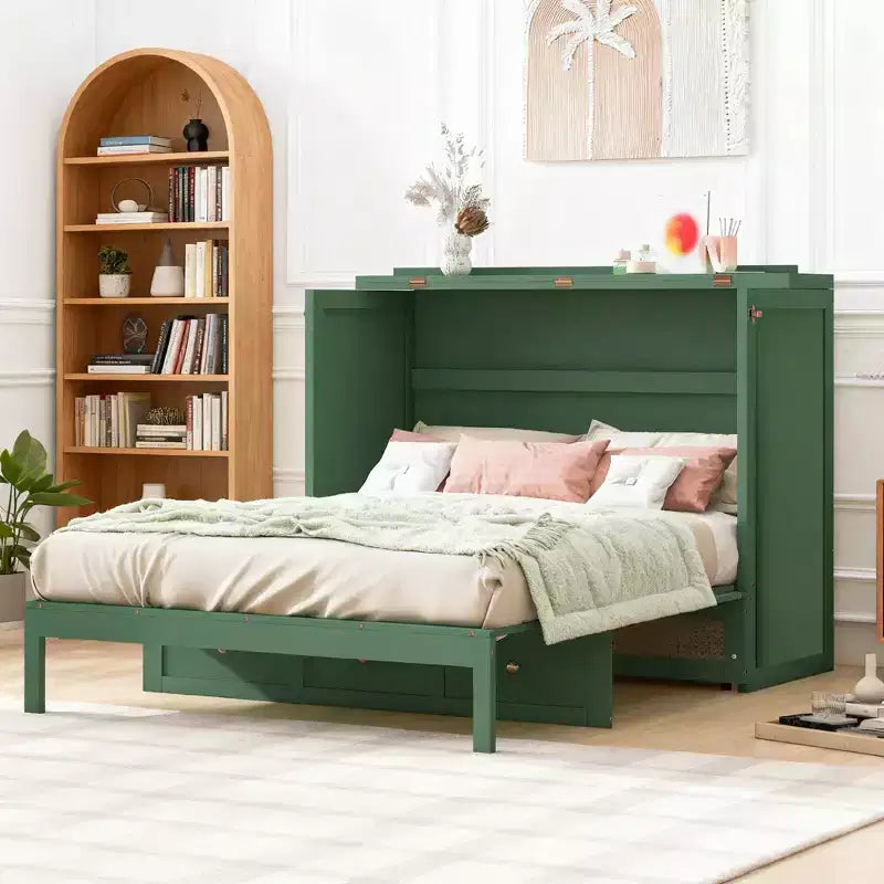 Letto a scomparsa matrimoniale con ampi cassetti contenitori, letto a muro salvaspazio, facile da montare per camera degli ospiti, appartamenti e ufficio