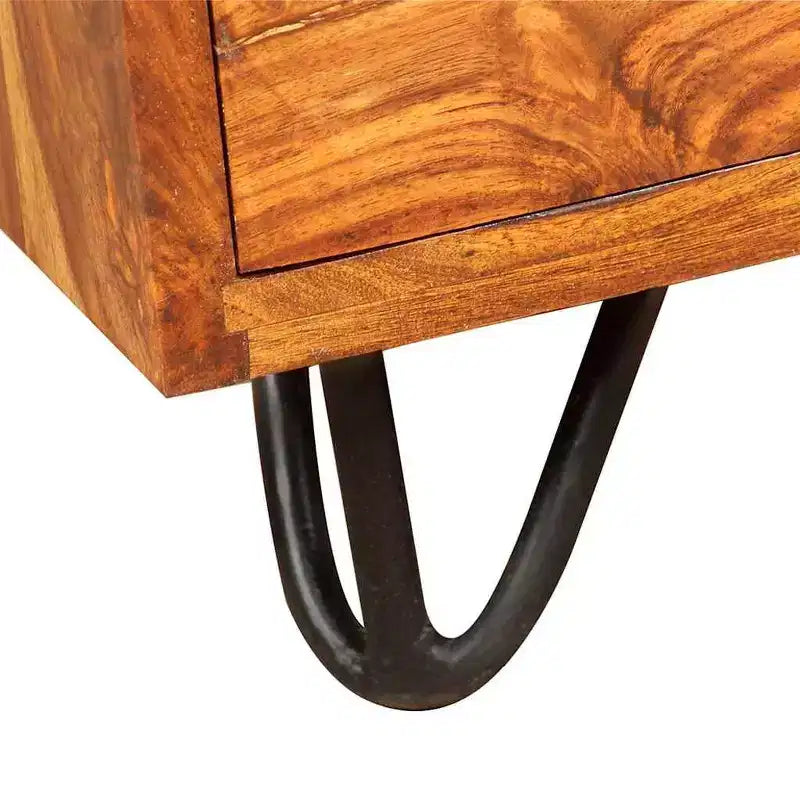Scrivania con 1 Cassetto e 1 Anta in Legno Massello di Acacia