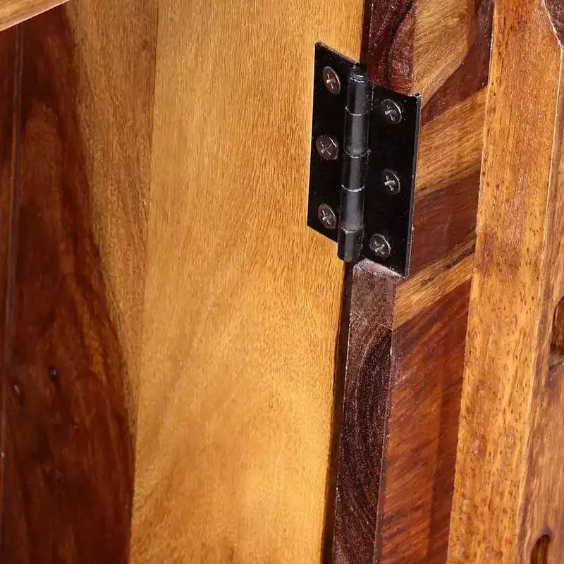 Scrivania con 1 Cassetto e 1 Anta in Legno Massello di Acacia