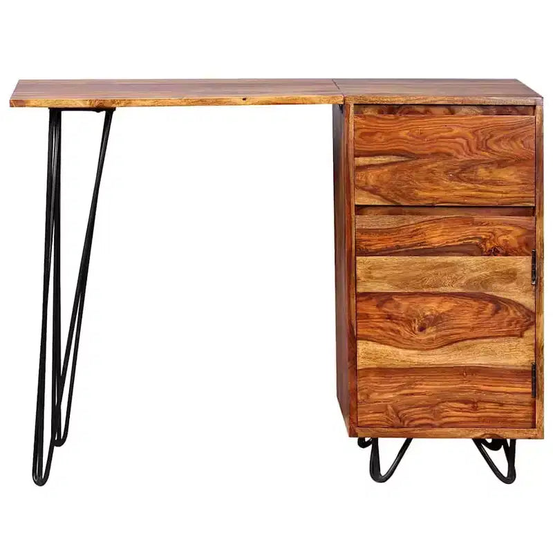 Scrivania con 1 Cassetto e 1 Anta in Legno Massello di Acacia