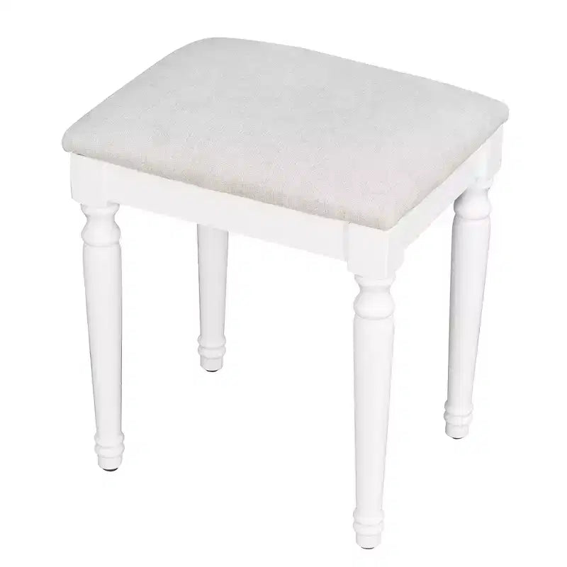 Toeletta Trucco con 13 Lampadine, Specchio Tri-Fold, Stazione di Ricarica e Cassetti, Bianco