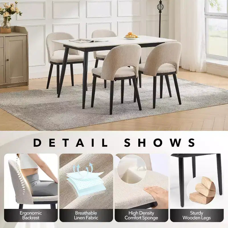Set di 2 sedie imbottite per sala da pranzo, sedie moderne in tessuto e legno per sala da pranzo, sedie da pranzo con schienale alto per cucina, ristorante