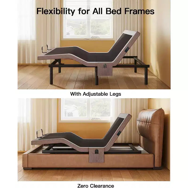 Base letto regolabile, letto matrimoniale massaggiante king size, modalità zero gap e zero gravità, letto elettrico con inclinazione testa e piedi, dotato di 4 porte USB