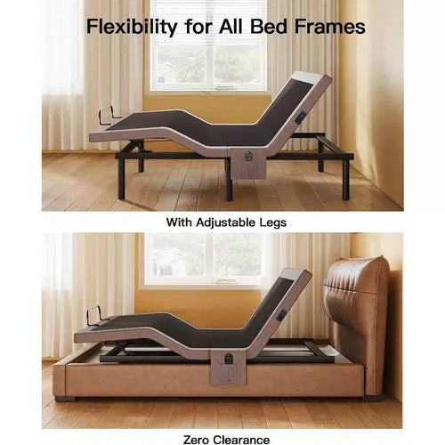Base letto regolabile, letto matrimoniale massaggiante king size, modalità zero gap e zero gravità, letto elettrico con inclinazione testa e piedi, dotato di 4 porte USB