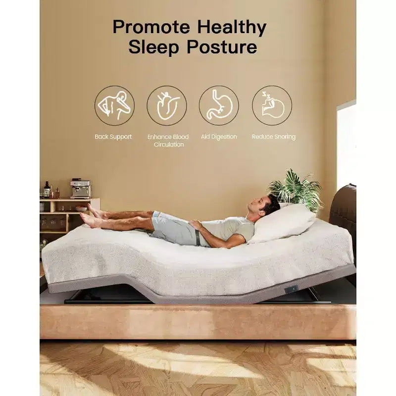 Base letto regolabile, letto matrimoniale massaggiante king size, modalità zero gap e zero gravità, letto elettrico con inclinazione testa e piedi, dotato di 4 porte USB